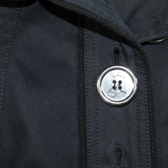 Burberry Women's Size 6 Navy Blue Cotton Scalloped Peplum Large Silver B… - Picture 4 of 7